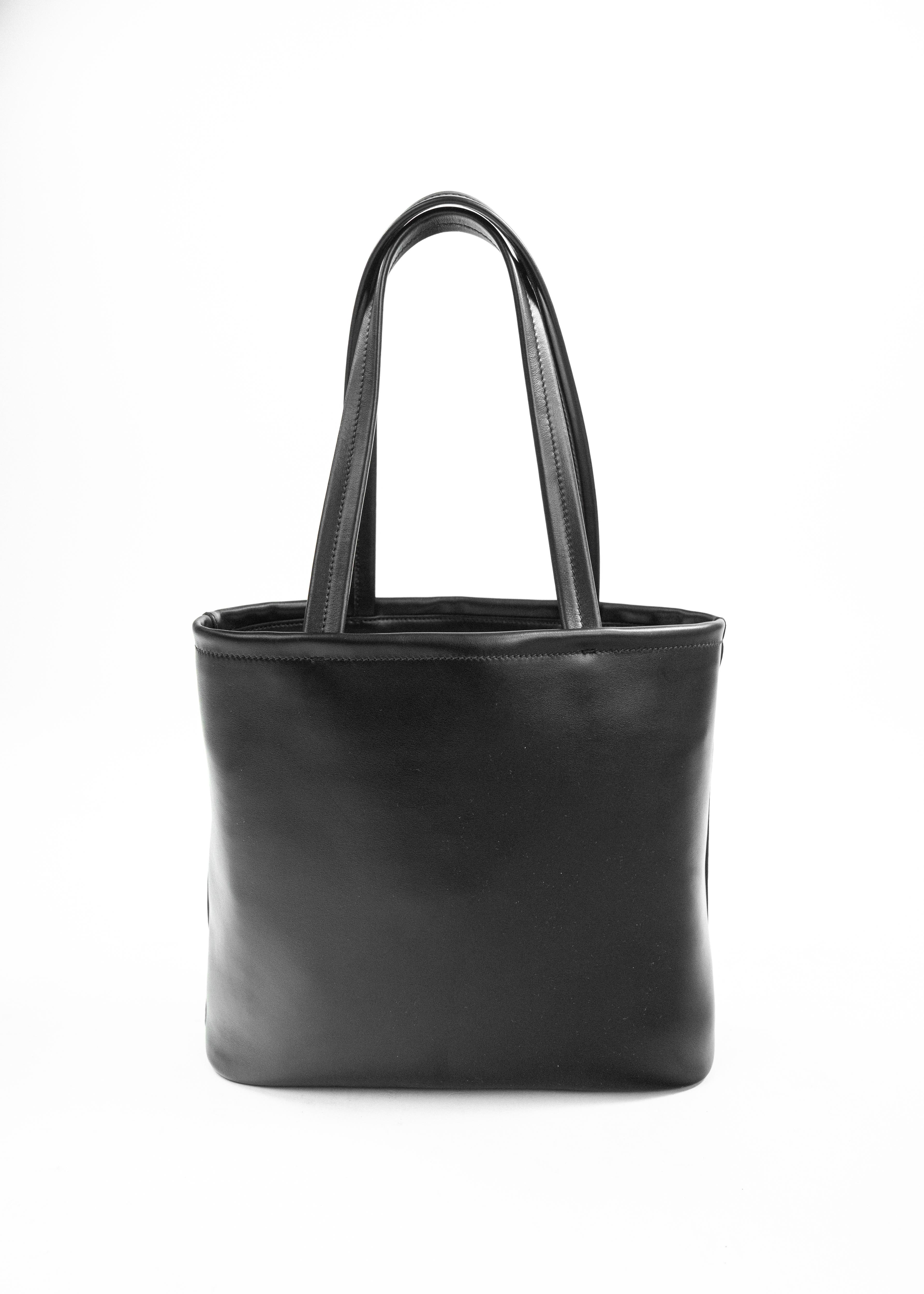 Borsa Prada Saffiano Tote - Nera con Logo Bianco