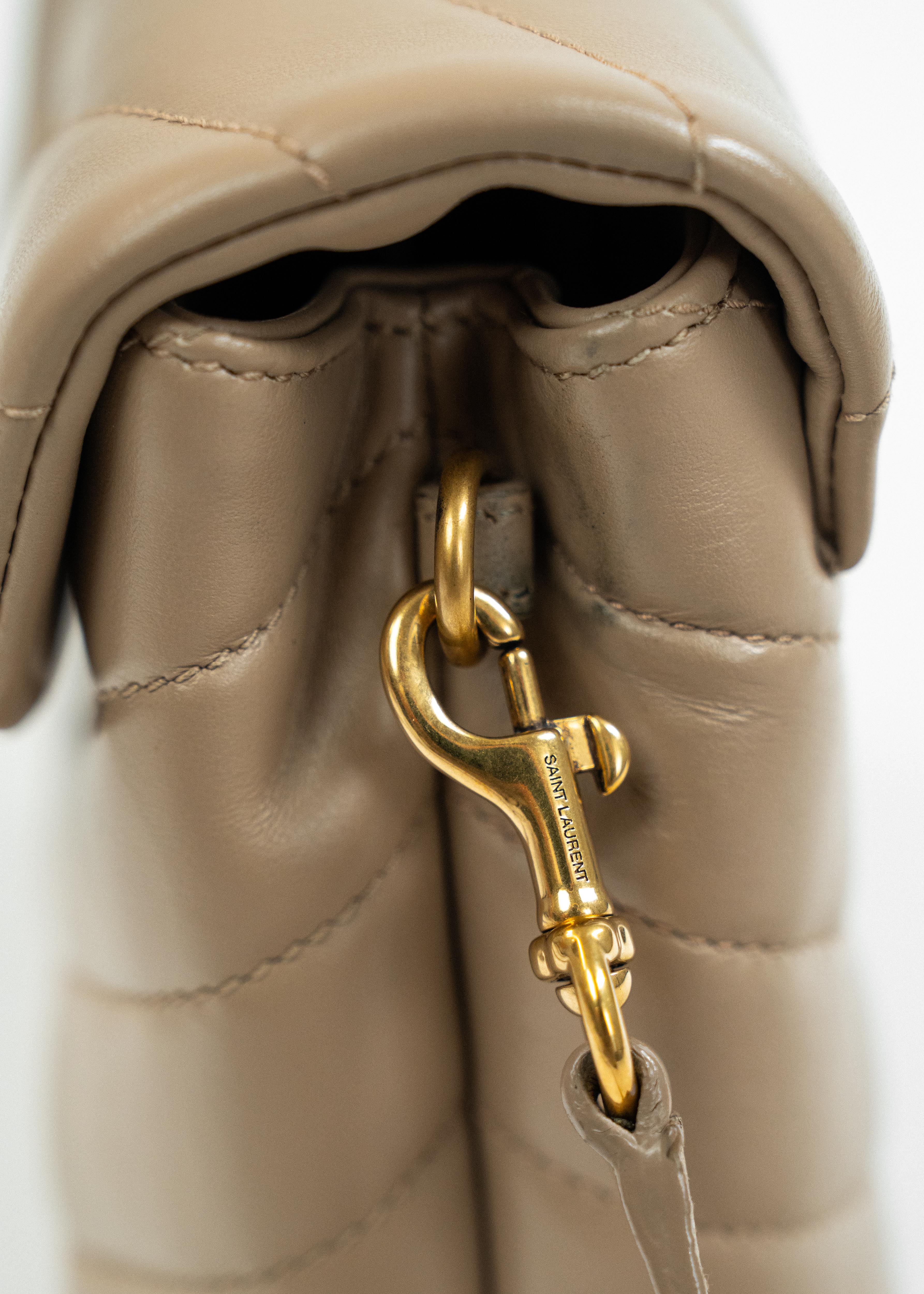 Borsa Saint Laurent Monogram Clutch - Beige con Dettagli Dorati