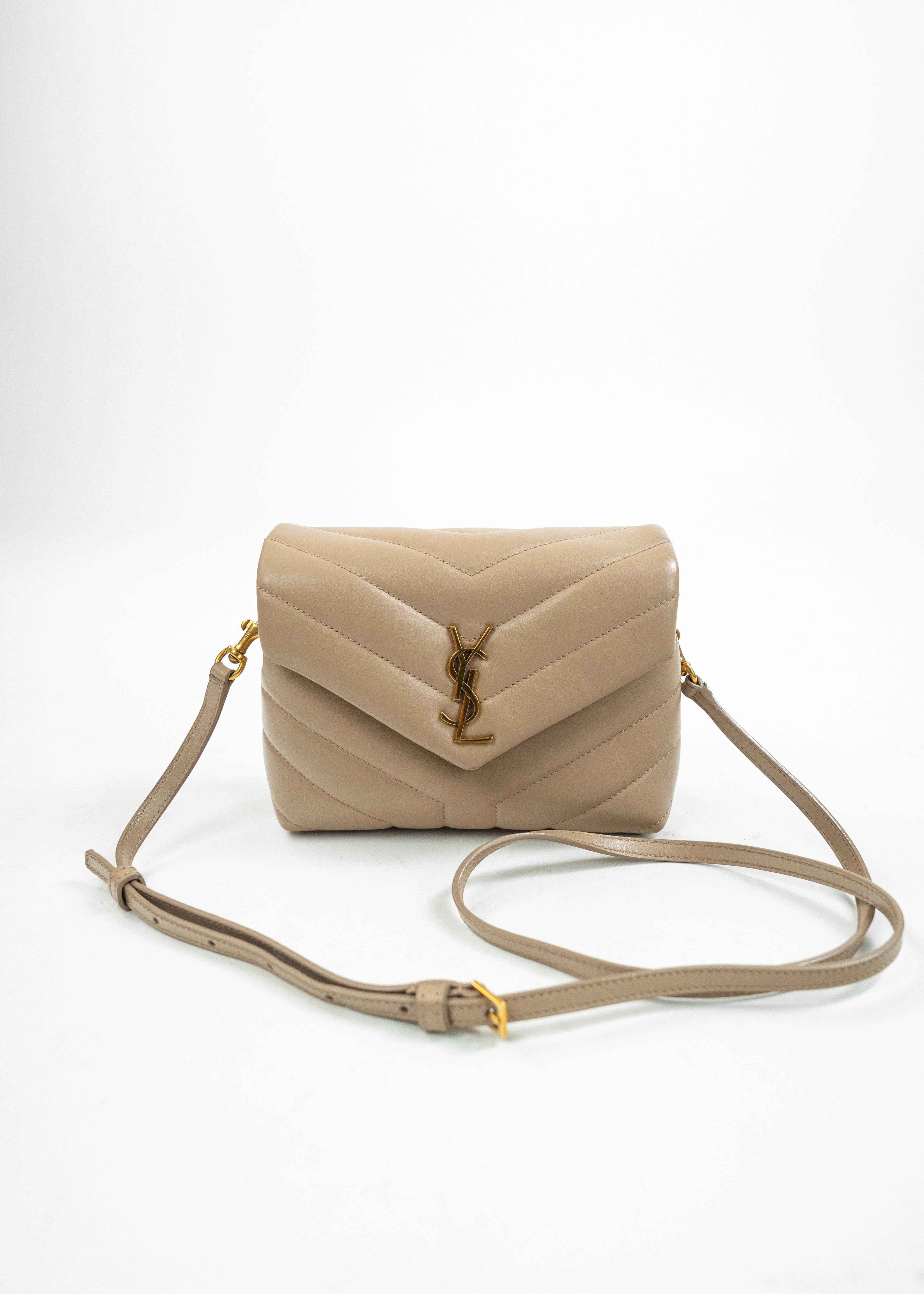 Borsa Saint Laurent Monogram Clutch - Beige con Dettagli Dorati