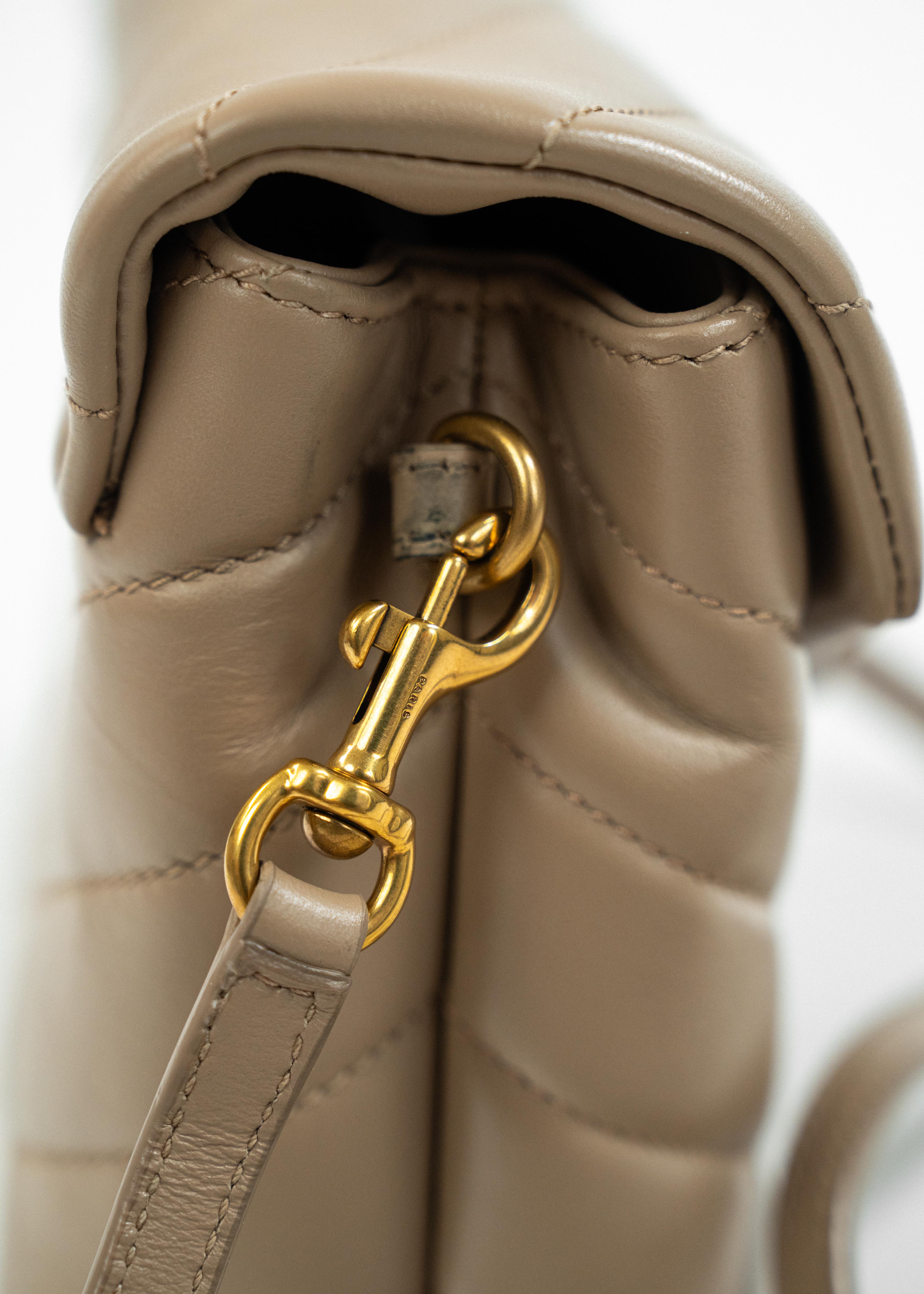 Borsa Saint Laurent Monogram Clutch - Beige con Dettagli Dorati