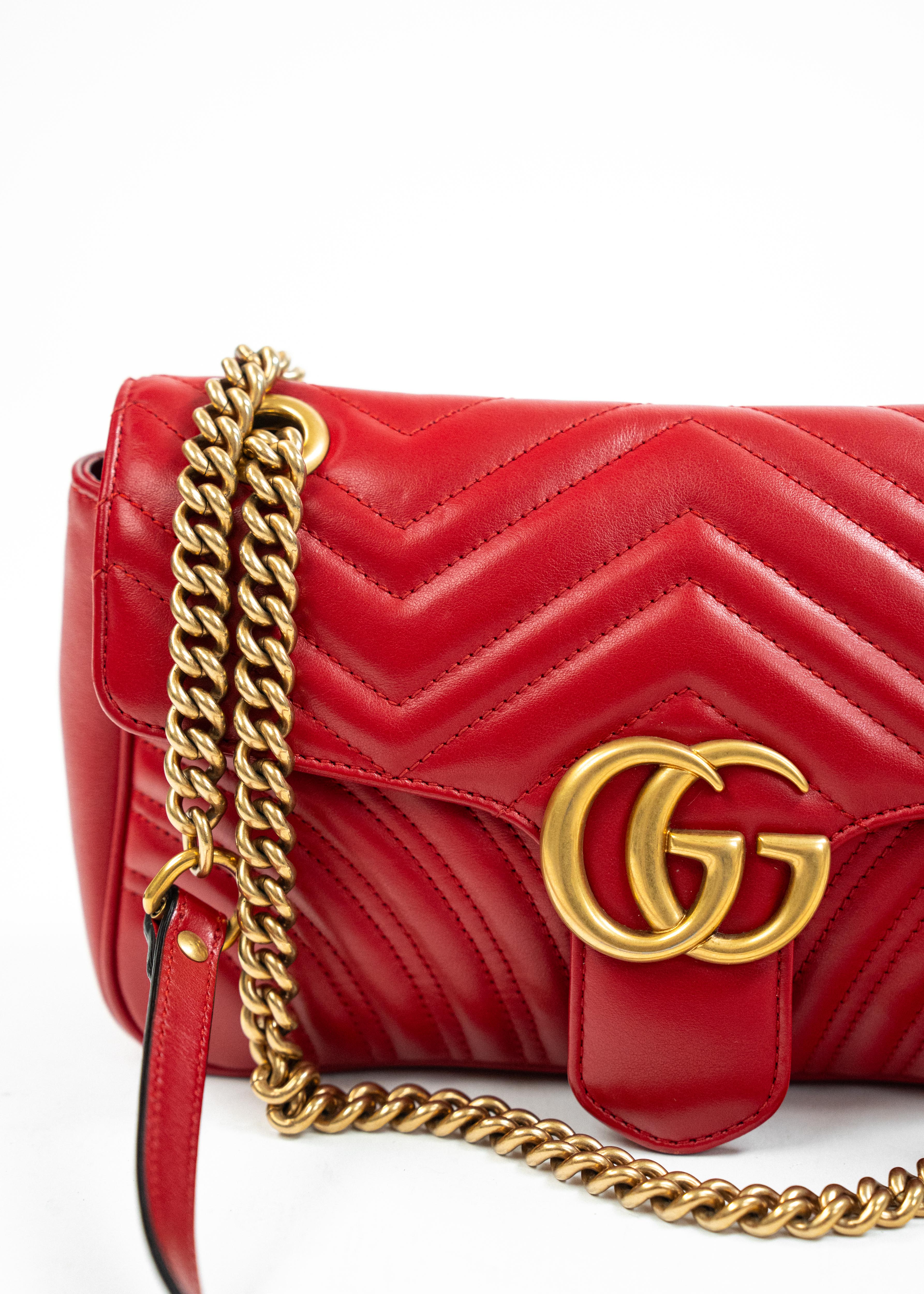 Borsa Gucci GG Marmont Mini - Pelle Matelassé Rossa con Dettagli in Oro