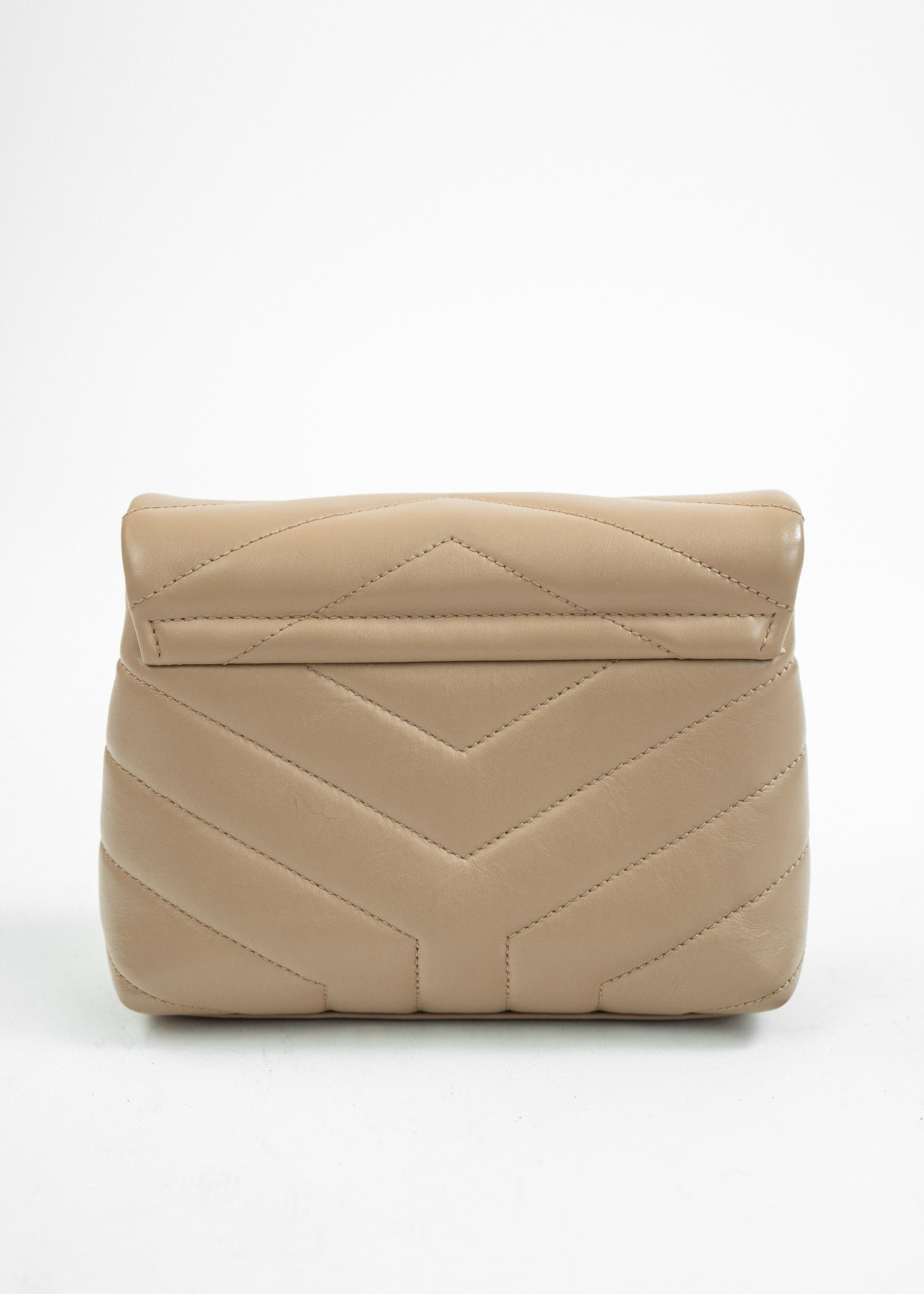 Borsa Saint Laurent Monogram Clutch - Beige con Dettagli Dorati