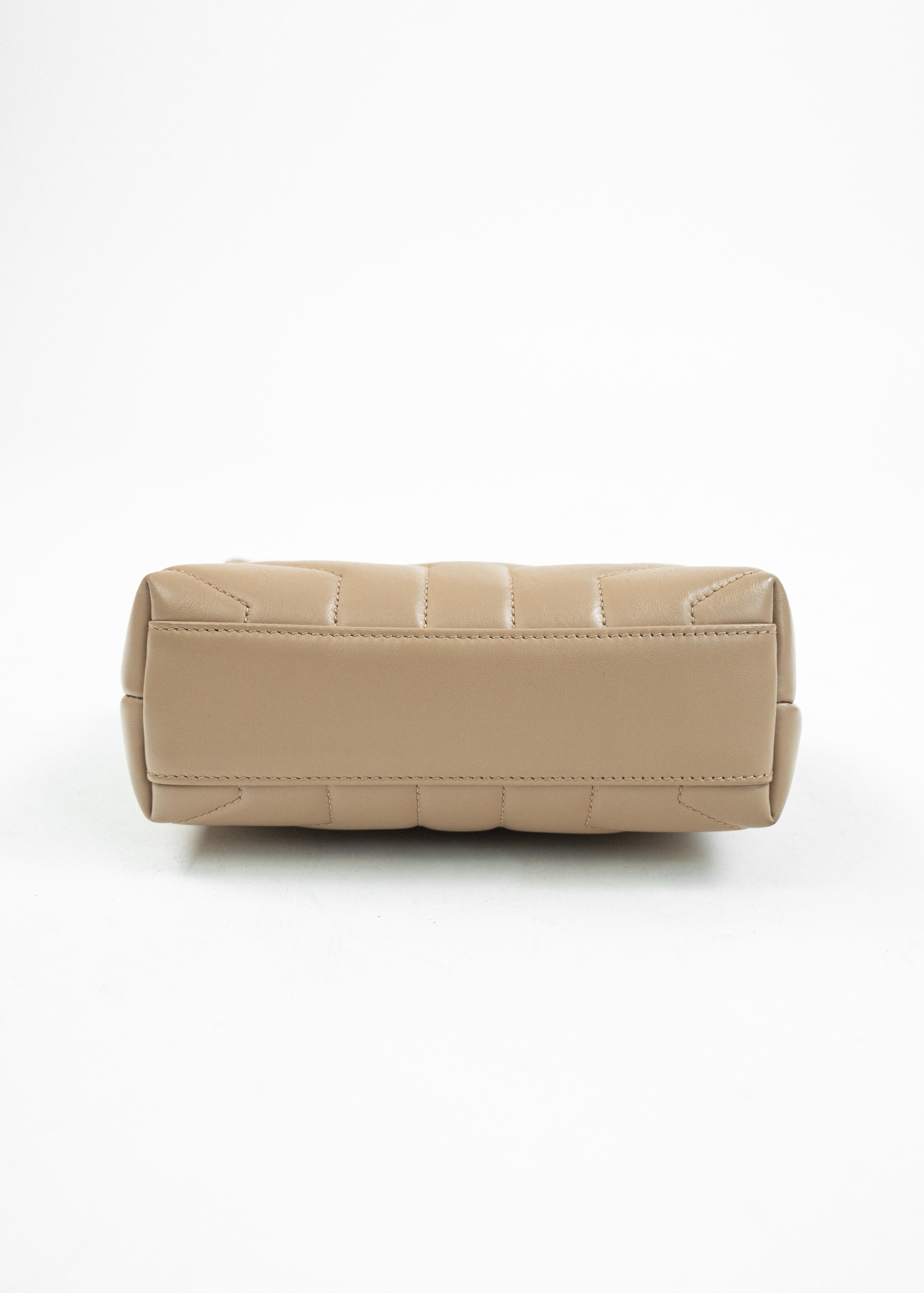 Borsa Saint Laurent Monogram Clutch - Beige con Dettagli Dorati