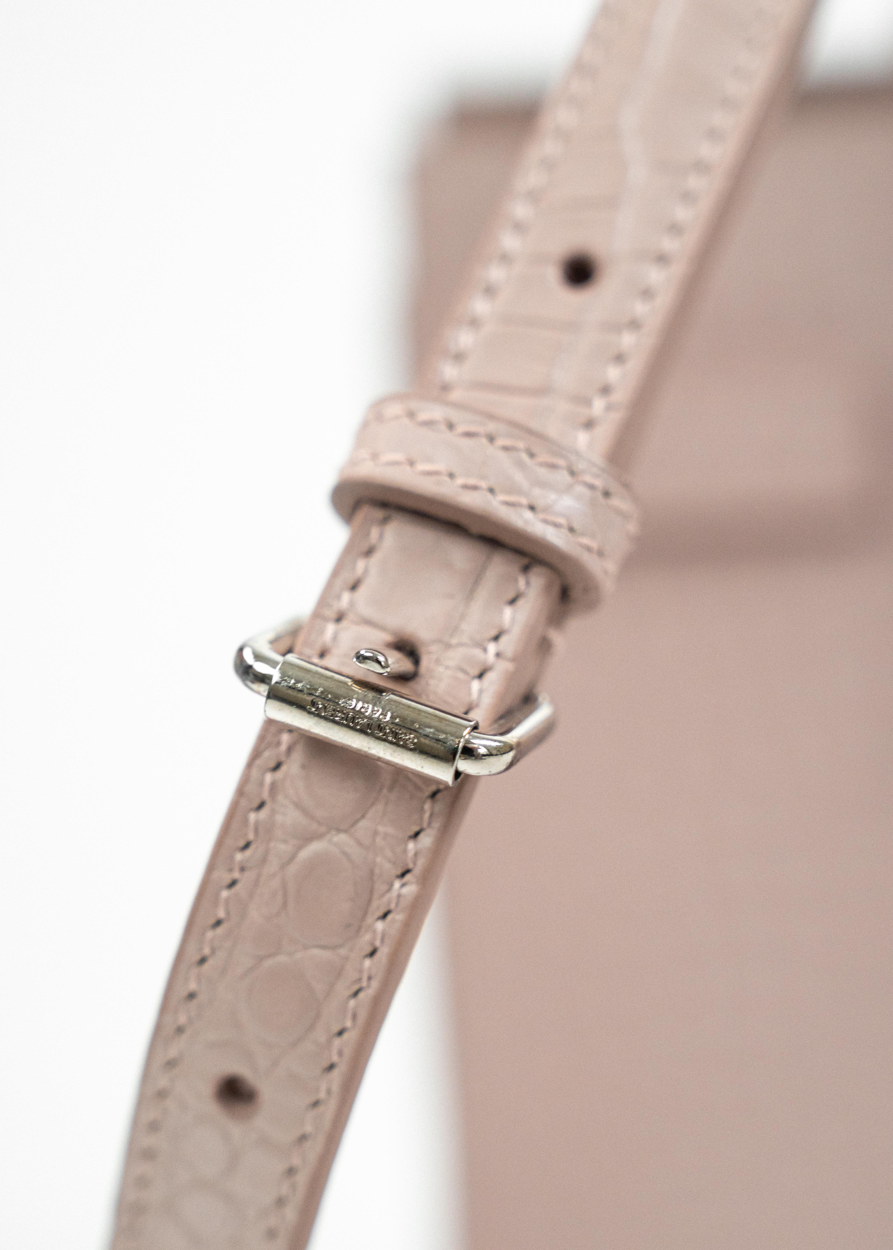 Borsa Saint Laurent Croc Effect - Rosa Polvere con Dettagli in Pelle