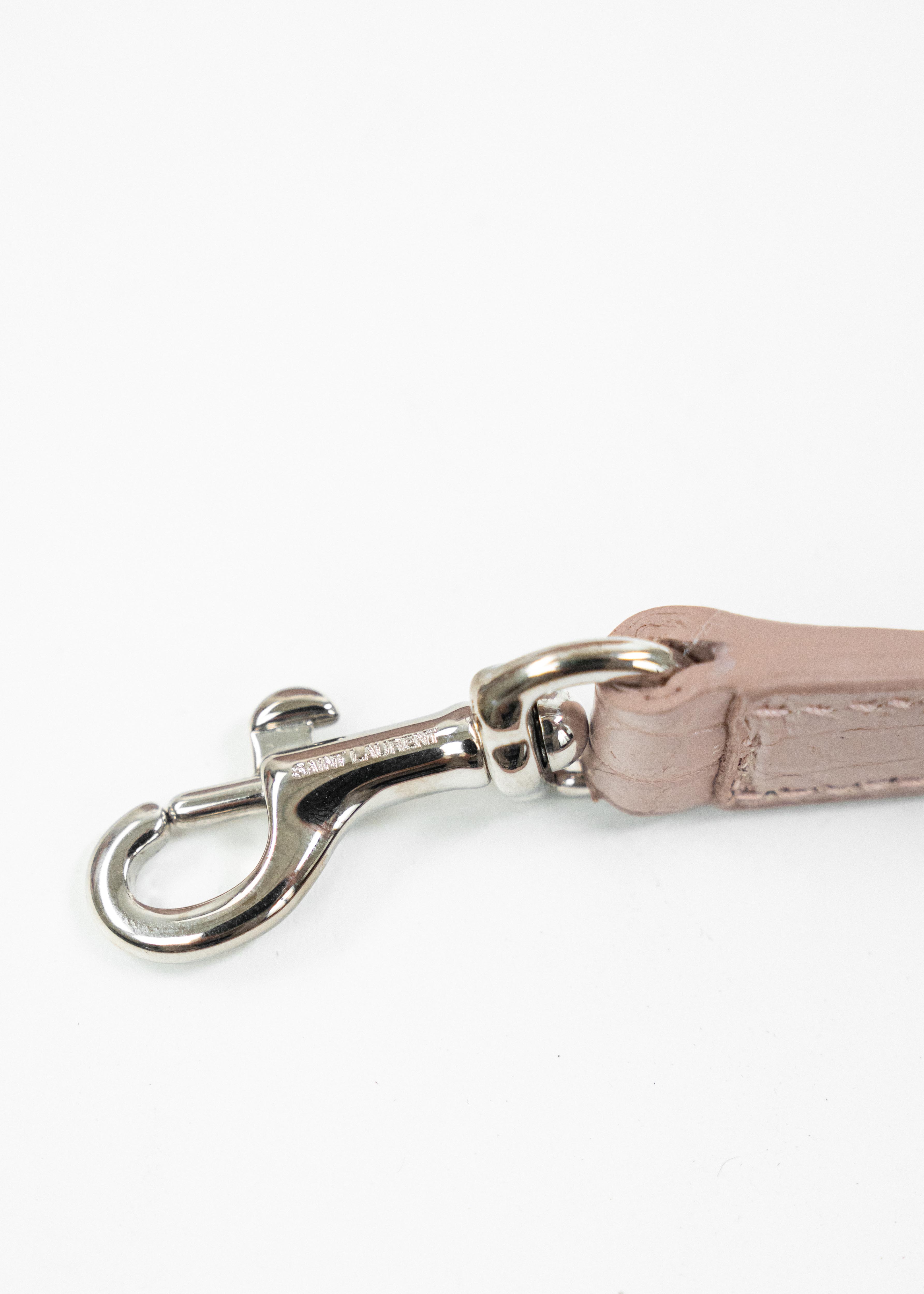 Borsa Saint Laurent Croc Effect - Rosa Polvere con Dettagli in Pelle