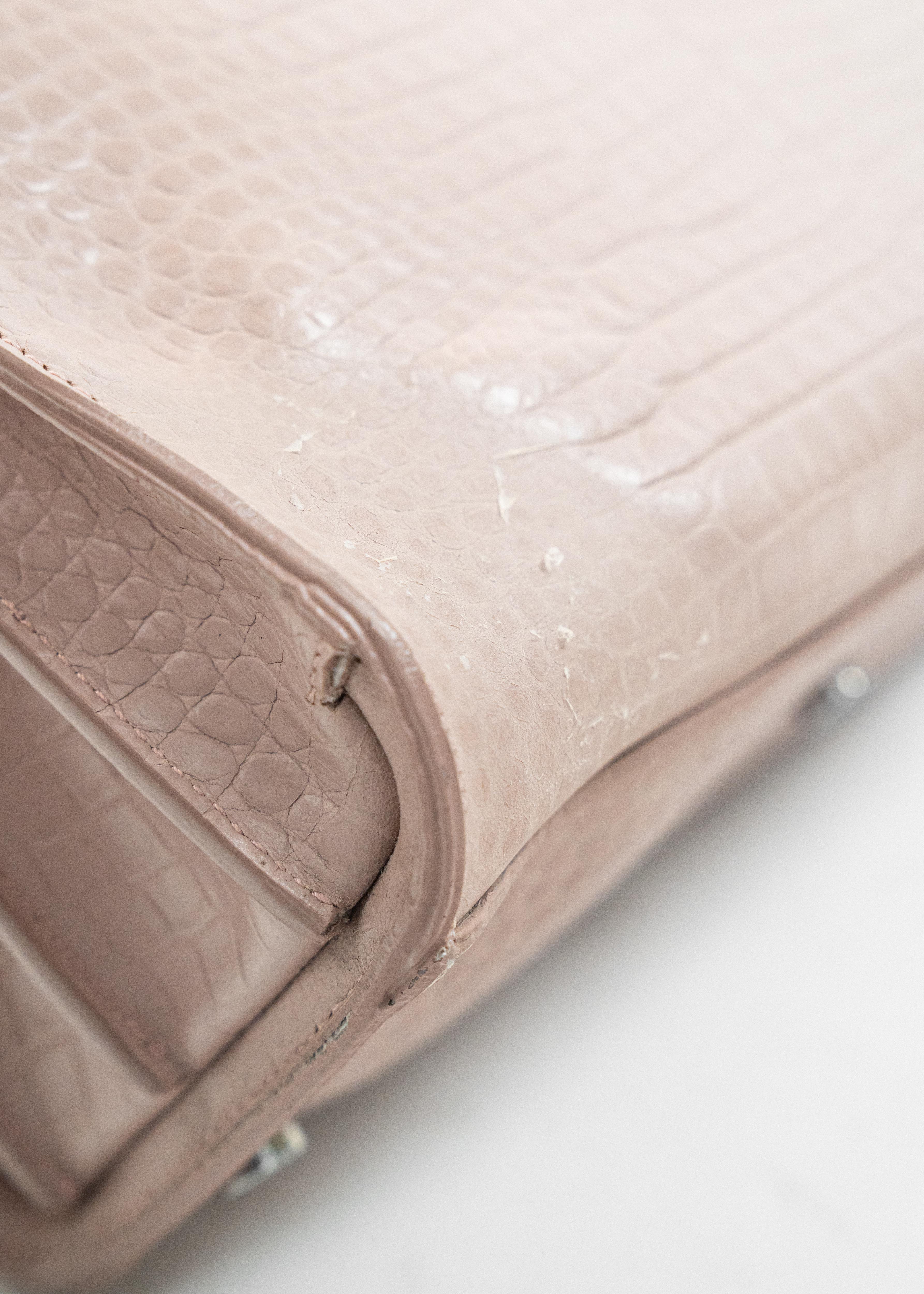 Borsa Saint Laurent Croc Effect - Rosa Polvere con Dettagli in Pelle