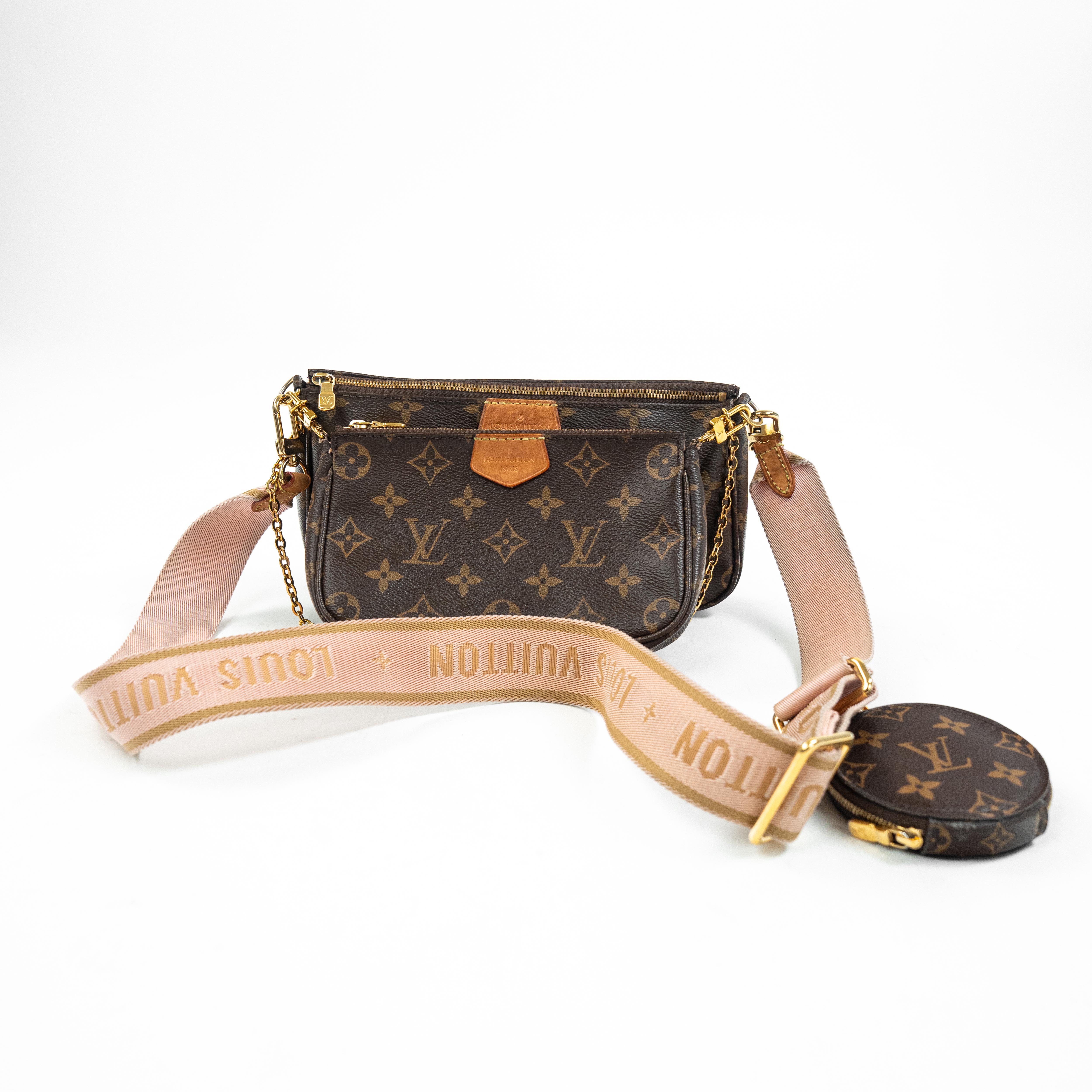 Borsa Louis Vuitton Multi Pochette Accessoires - Monogram Canvas con Tracolla Rosa