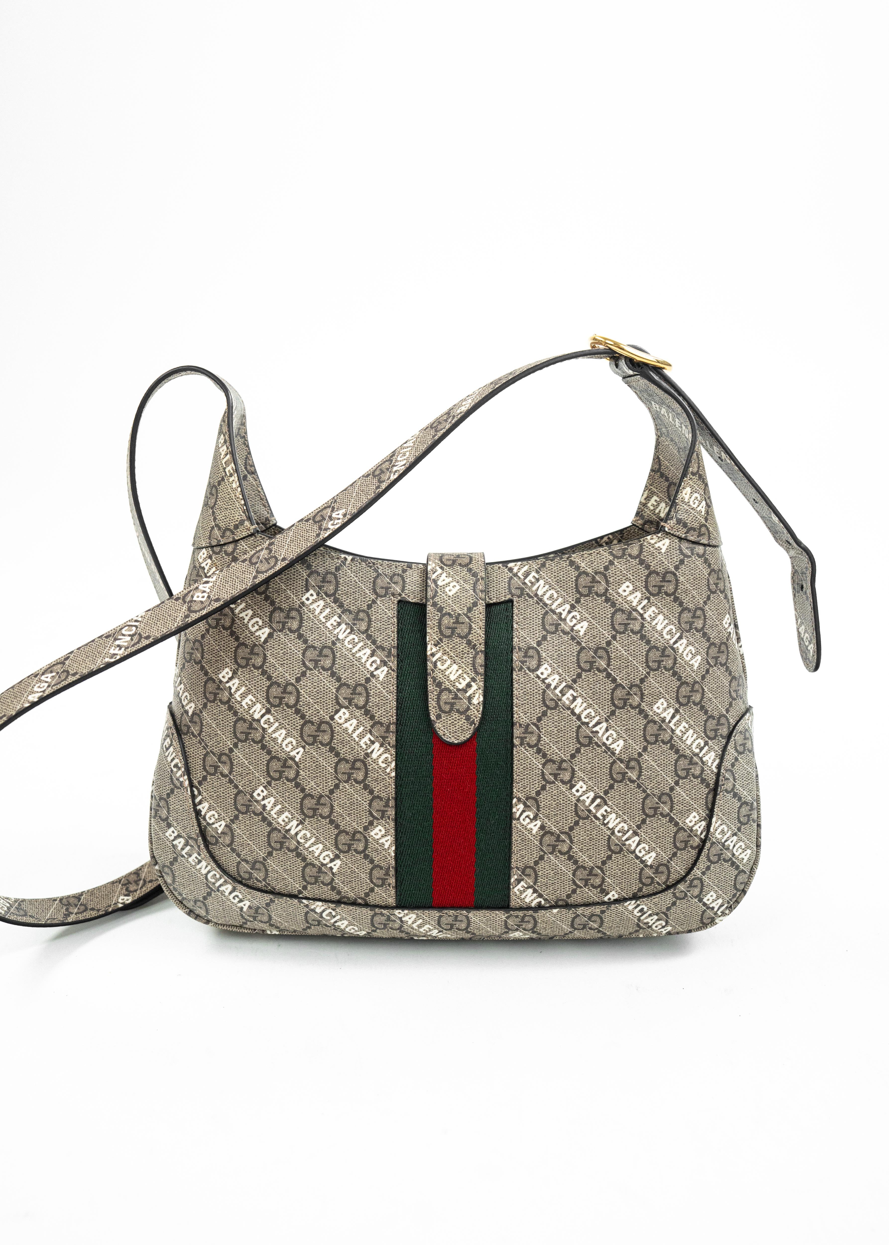 Borsa Balenciaga Hobo GG - Monogram Canvas con Dettagli in Pelle e Fibbia Dorata