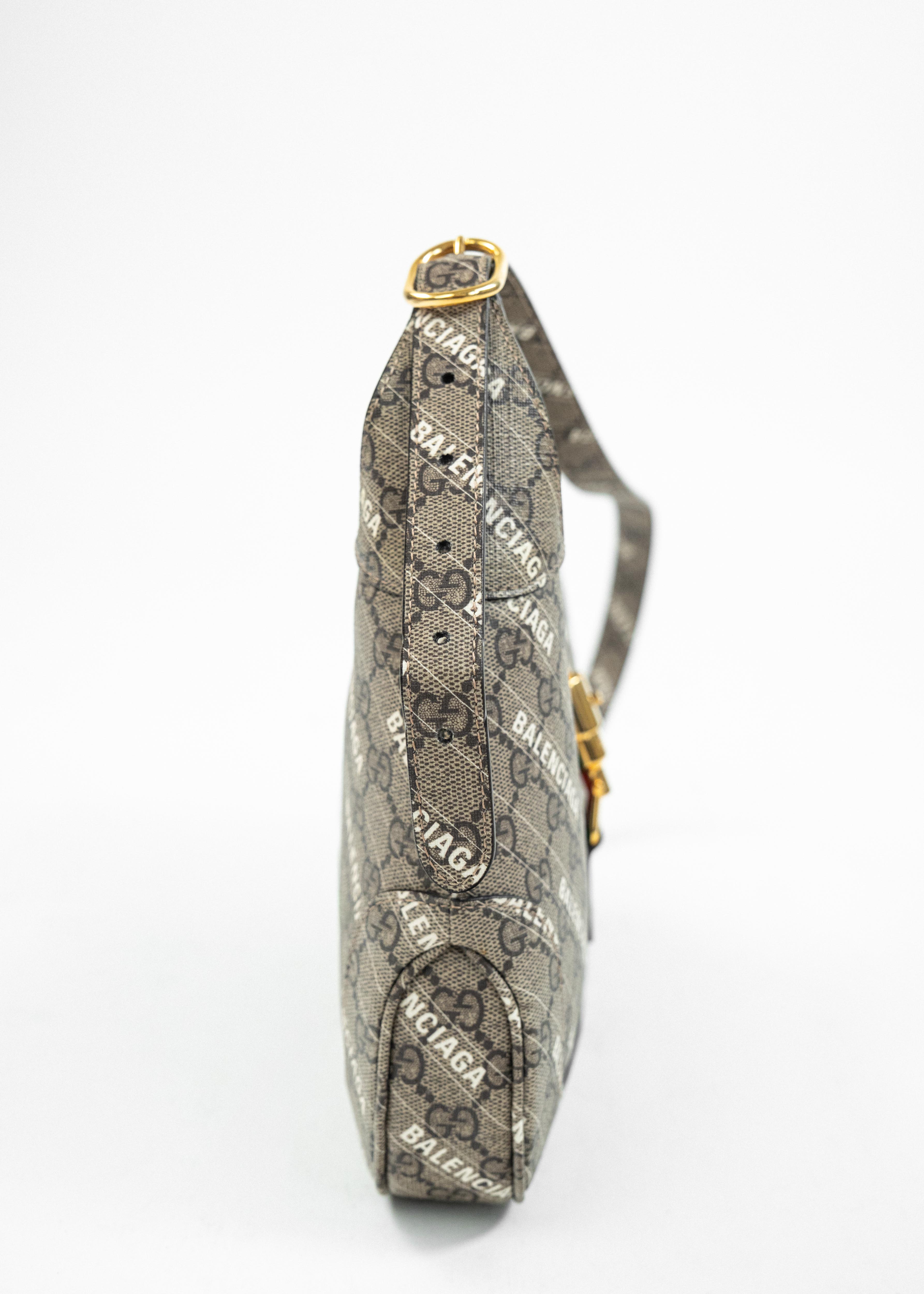Borsa Balenciaga Hobo GG - Monogram Canvas con Dettagli in Pelle e Fibbia Dorata