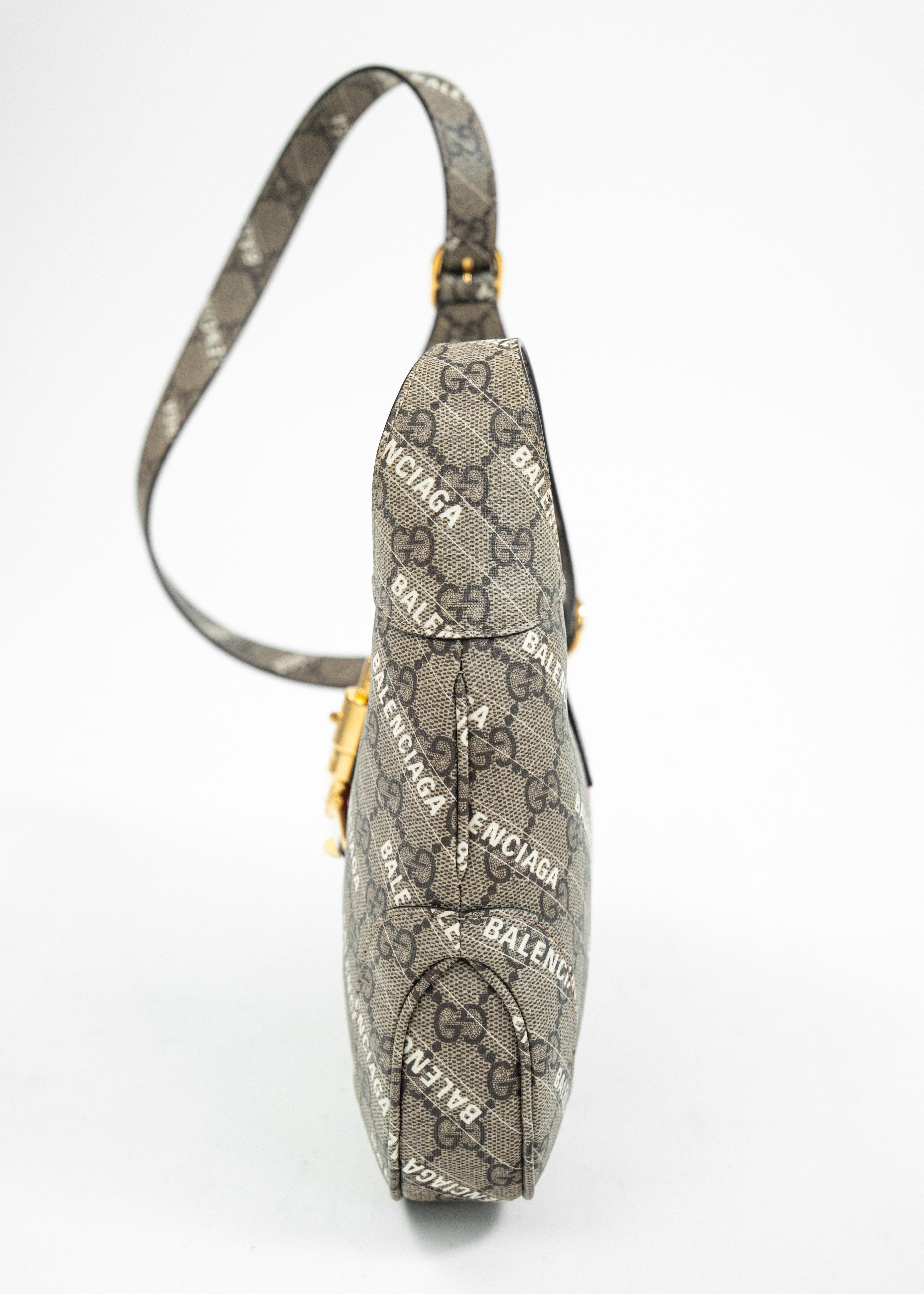 Borsa Balenciaga Hobo GG - Monogram Canvas con Dettagli in Pelle e Fibbia Dorata
