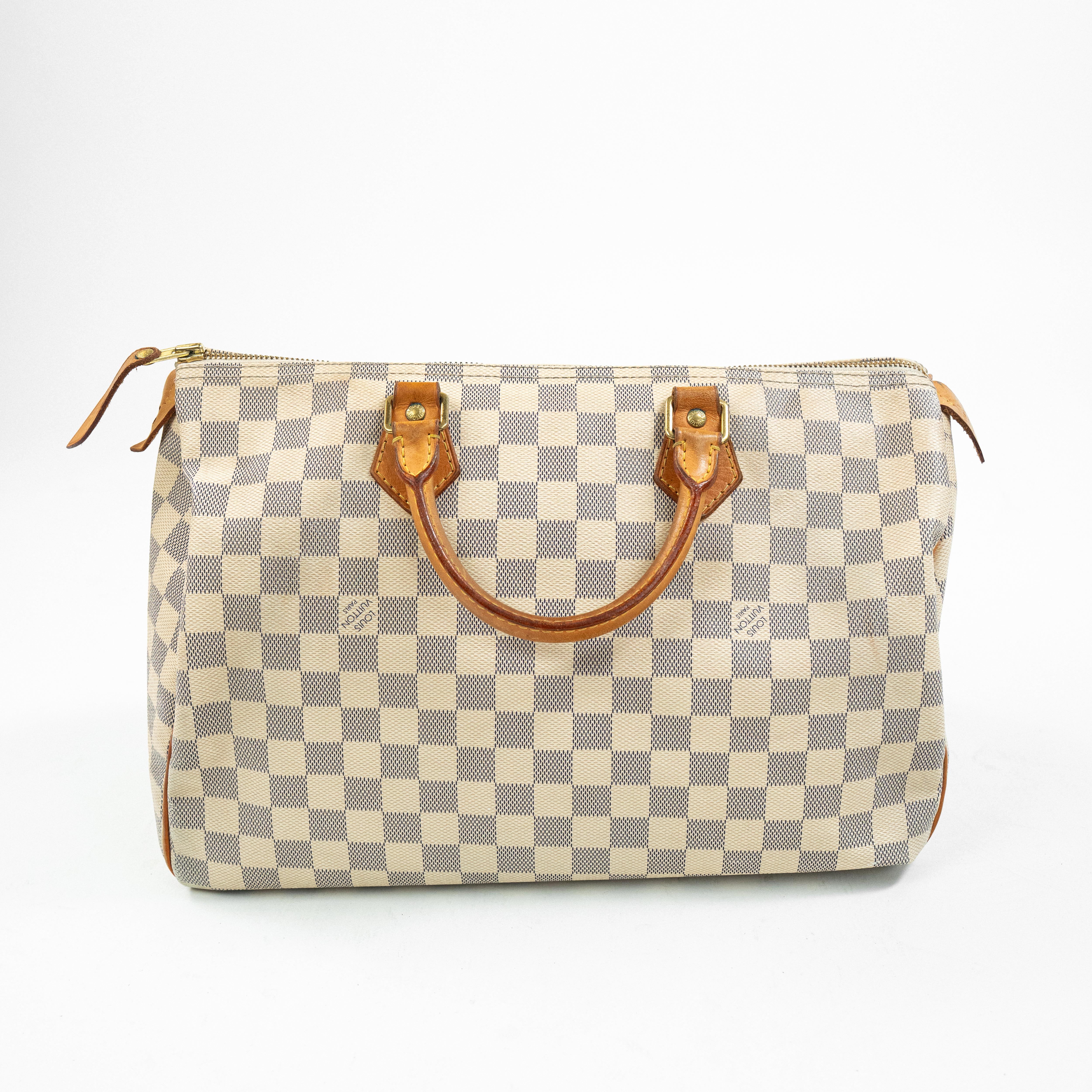Borsa Louis Vuitton Speedy 40 - Damier Azur Canvas con Dettagli in Pelle Naturale