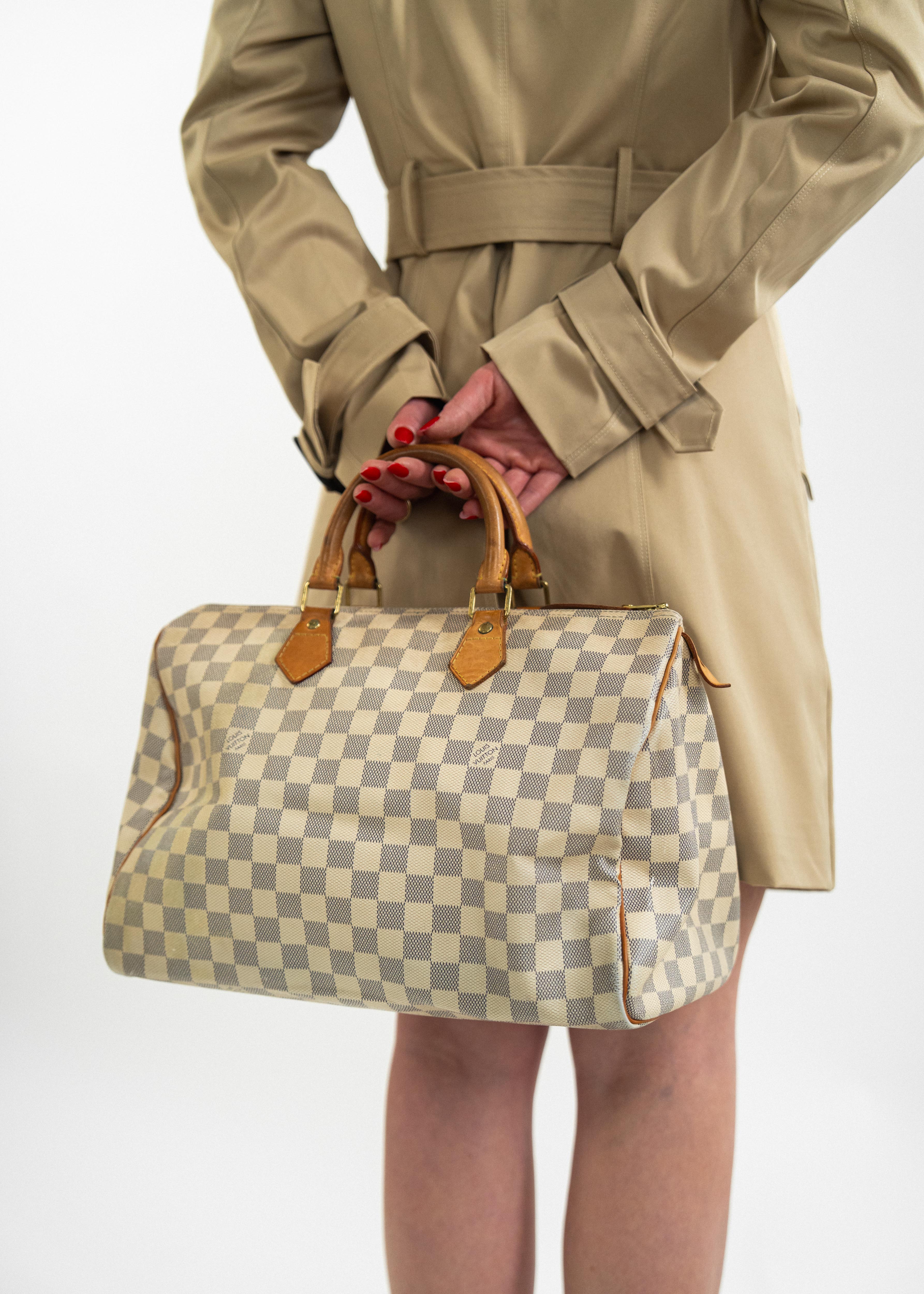 Borsa Louis Vuitton Speedy 40 - Damier Azur Canvas con Dettagli in Pelle Naturale